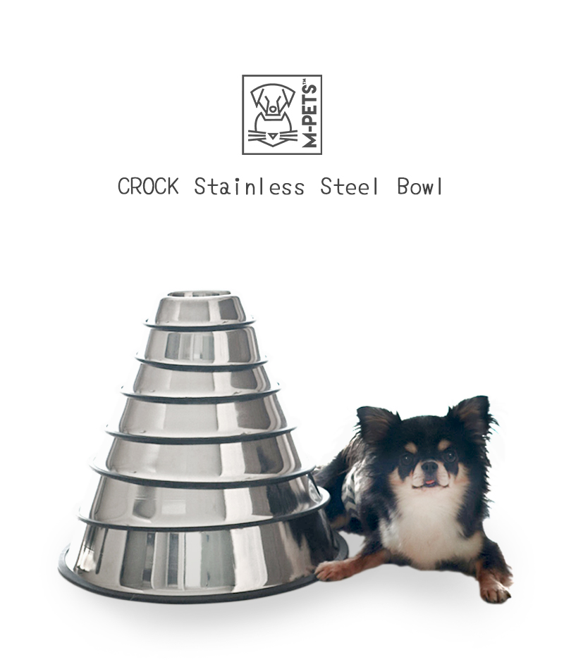 犬 猫 食器 ステンレス ごはん皿 丈夫 滑り止め フードボウル 食べやすい 食洗機OK M-PETS CROCKステンレススチールボウル XS S M L XL XXL MAXI Petifam