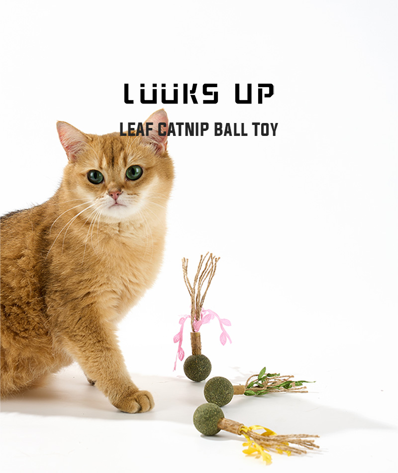 猫 おもちゃ かわいい おしゃれ 人気 プレゼント Luuks up LEAF CATNIP Ball Toy Petifam