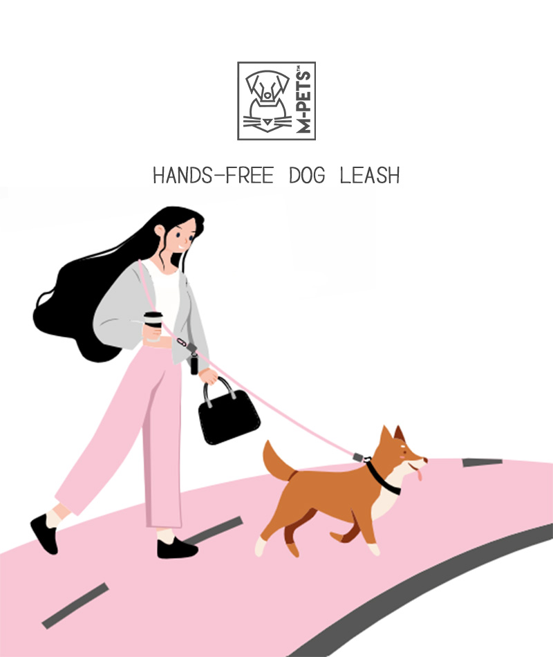 犬 リード ロープ 引きヒモ ハンズフリー ショルダー ウエスト 両手が空く かわいい 丈夫 散歩 小型犬 中型犬 大型犬 M-PETS M-PETS GENTLE DOGハンズフリードッグリード Petifam